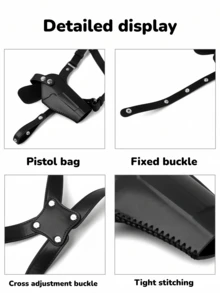Concealed Shoulder Holster, Adjustable Outdoor Shoulder Strap Underarm Gun Holster With Dual Magazine Pouches, Leather - Multicolor - View 6