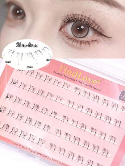 60pcs Black Lower Lash With Glue Pre-Glued Lower Lash Strips, Natural Look Reusable Individual J-Shaped Segmented Self-Adhesive False Lower Lashes, Super Light Lash Extension Kit, No Glue Needed, Makeup Tool For Beginners