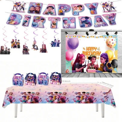 1 Set/1 Pc Witch Themed Birthday Party Decorations, KPOP Flag Cake Topper