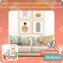 Kit 4 Capas de Almofada com Refil Coleção Páscoa EXCLUSIVA Estampadas Decorativas para Sofá e Cama com Conforto - COELHO CENOURA - Visão 5