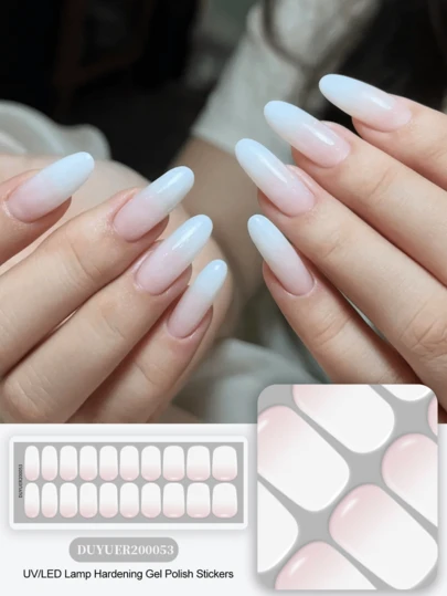 Tiras de uñas de gel curadas, base transparente, 20 piezas de envolturas de uñas de gel, pegatinas, se requiere luz UV, calidad de salón, de larga duración, ES20 Envío directo al por mayor de libros rojos del mismo estilo Pegatinas de uñas Pegatinas de uñas para las yemas de los dedos