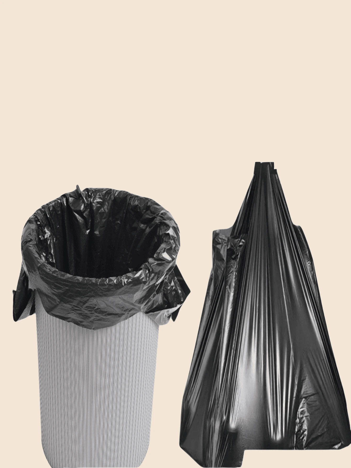 50pcs Black Thick Garbage Bags, Heavy Duty, 32*52cm, Large Capacity, Reusable, Kitchen & Outdoor Trash Bags - Black - View 1