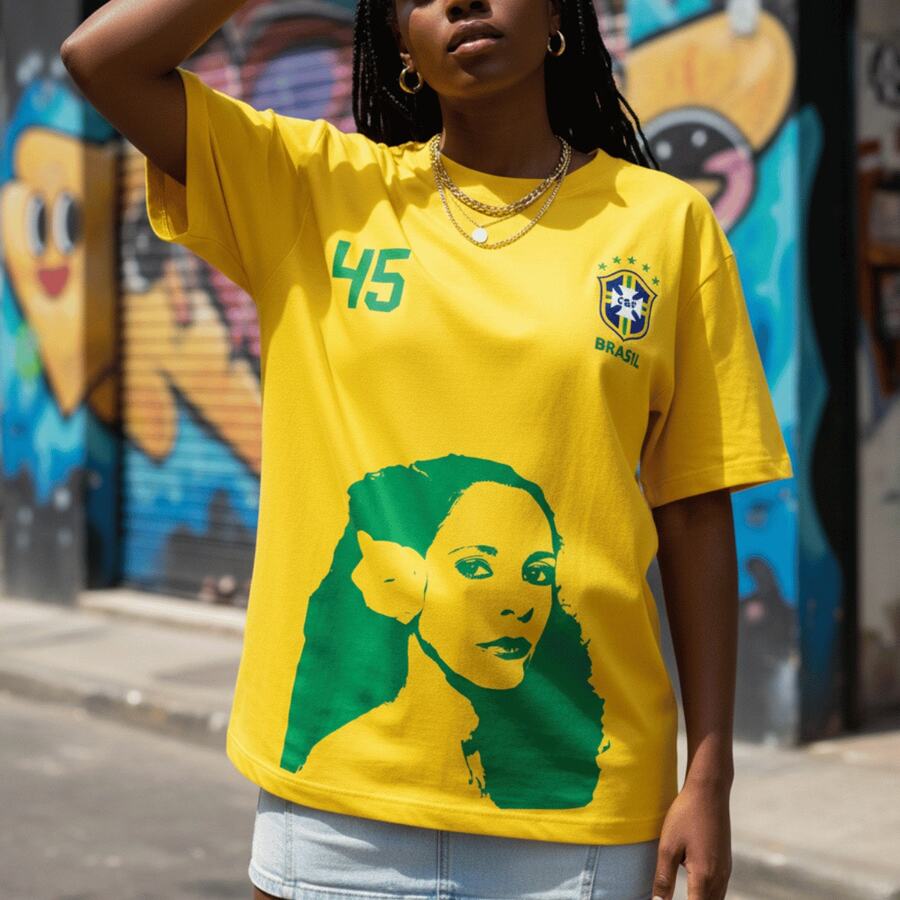 Brazilian Popular Music (MPB) Classics T-Shirt, Fan Style, 100% Cotton, Premium Print - 黃色 - 加爾科斯塔 - 查看 1