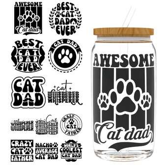  XRTHGS 12PCS/SET UV DTF Cup Wraps Style Self-Adhesive Sticker For Coffee Cups, Water Bottles, Home Decor, Laptops And Refrigerator DIY Crafts(Glass Not Included)