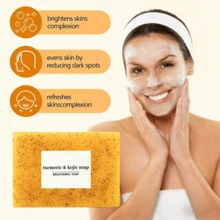 Turmeric Facial Cleanser Set (3 Pieces), Turmeric Tablets, Turmeric Cleansing Foam, Turmeric Facial Soap, Skincare Cleanser, Face Towel - Màu vàng - Xem 8