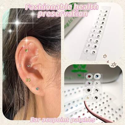 Ear Acupressure Beads, Ear Acupuncture Massage Therapy Helps Relax Body And Mind, Relieve Stress, Easy To Operate.
