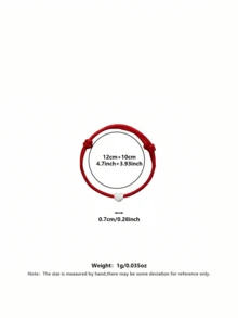 925纯银编织心形手链，浪漫幸运简约手镯，情人节情侣礼物 - 紅色 - 查看 2