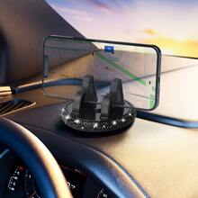 360°旋转镶钻车载手机支架，适用于横屏和竖屏智能手机，车载导航仪表盘支架，汽车配件，彩色仿钻车载手机支架，汽车用品 - 彩色 - 查看 2