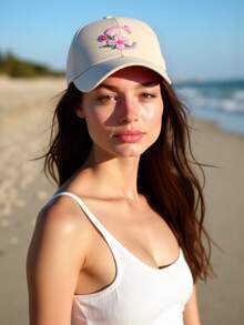 1pc Unisex 26 Letter Embroidered Adjustable Baseball Cap, Breathable Casual Sun Protection Hat, Suitable For Indoor/Outdoor Wear In Spring & Summer,Beach,Vacation - Beige - View 5