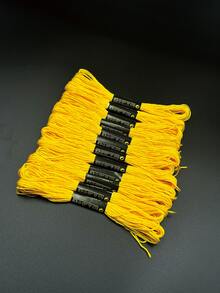 [12pcs/Pack]6-Strand Embroidery Floss, Soft And Durable, Basic Solid Color Thread, Red, Yellow, White, Black 4 Colors Available, Suitable For Clothing Embroidery, Fabric And Accessory DIY, Cross Stitch Creation, Crafts And Handmade Gift Making - Cross-stitch Thread - View 6