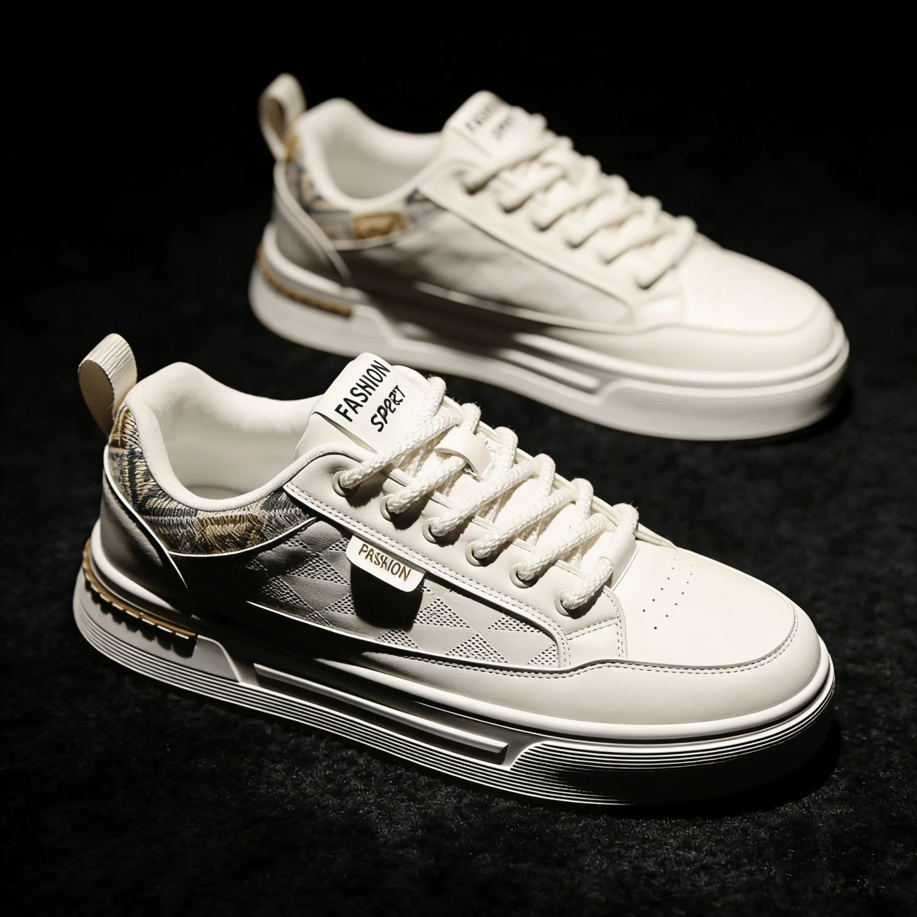 1双时尚布艺西米亚风格休闲舒适系带平底鞋 - 白色 - 查看 1