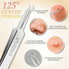 4-Piece Needle Set, Cell Clip, Blackhead Remover, Ultra-Fine Tweezers, Professional Beauty Salon, High-Precision Needle, Cleaning Clip Set - Silver - View 2