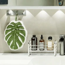 Toalla de mano de microfibra con diseño de hojas tropicales, ideal para cocina y baño. - Multicolor - Ver 4