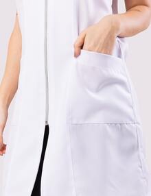 Jaleco Feminino Zíper Acinturado Manga Curta Em Oxford Mag - Branco - Visão 4