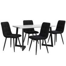 Table And Chair Set (4 Chairs Included), Rectangular Table, Modern Kitchen Table And Chair Combination, Black Velvet Dining Chairs, Black Table Legs - Black - View 8