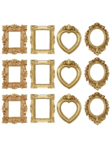 4个复洛克风格迷你镂空相框，树脂雕刻相框，适用于DIY娃娃屋墙面装饰，可用作娃娃展示配件、送给家人朋友的惊喜礼物、珠宝店装饰、摄影道具、桌面摆件。 - 多款 - 查看 18