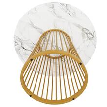 Matstolsset (5 delar), matstolsset med 4 stolar, modernt köksset med matstolar, runt matbord med en diameter på 80 cm, bordsben i guldfärgad metall, vit MDF-bordsskiva, mörkgrå sammetsmatstol - Grå - Visa 2