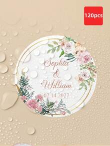 1-120pcs Custom Name Labels, Personalized Round Text Stickers, Customizable Thank You Stickers, Custom Text Wreath Stickers, Perfect For Weddings, Birthday Parties, Gift Boxes, Gift Bags, Invitations, Various Occasions, Elegant, Romantic, Stylish, Beautiful Floral Crown Design, Creative & Versatile, Ideal Gift For Husband, Wife, Boyfriend, Girlfriend, Friends, Family, Great For Weddings, Engagements ,Diy Kits - Multicolor - View 42