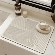 1pc Striped Bowl & Dish Pad, Kitchen Counter Mat, Suitable For Sink And Countertop, Fits Dish Rack - Multicolor - View 5