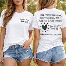 1pc Plus Size Women's Jesus Graphic Cotton T-Shirt, "Dear Person Behind Me" Religious Print Short Sleeve Tee, Love Like Jesus John 15:12 Christian Quote Top, Casual Loose Fit Round Neck Shirt, S-5XL Plus Size Faith Apparel Benito Bowl,Big Game, Football Fast Shipping! Men's Casual And Stylish Short-Sleeved Printed T-Shirt. - 白色 - 查看 8