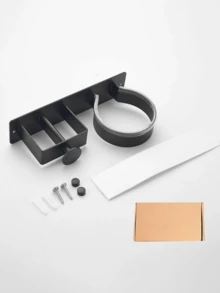 Rose Gold Blow Dryer Holder, Multi-Function Curling Iron Rack, Bathroom Wall-Mounted Storage Shelf, Black ABS Material With Small Drawer, Can Hold High-Power Hair Dryer & Straightener, Heat-Resistant Design, Stable Load-Bearing, Easy Installation Without Drilling, Protect Wall, Organize Beauty Tools, Upgrade Living Quality - View 12