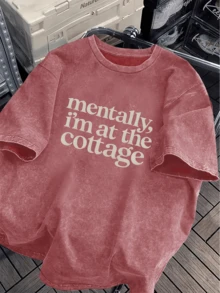 大码女式舒适T恤，灵感源自书籍和冰球，浪漫休闲水洗阅读T恤，BookTonk风格T恤，舒适浪漫的读者礼物，纯棉水洗T恤。大码曲线女装，大码女装。夏季 - 玫紅色 - 查看 3