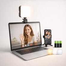 Mini luz de relleno LED RGB, cilíndrica y de tamaño de bolsillo, adecuada para dispositivos como teléfonos móviles, iPhones, iPads y computadoras portátiles, y se puede usar para grabar videos, transmitir en vivo, vlogs y otros escenarios. - Negro - Ver 2