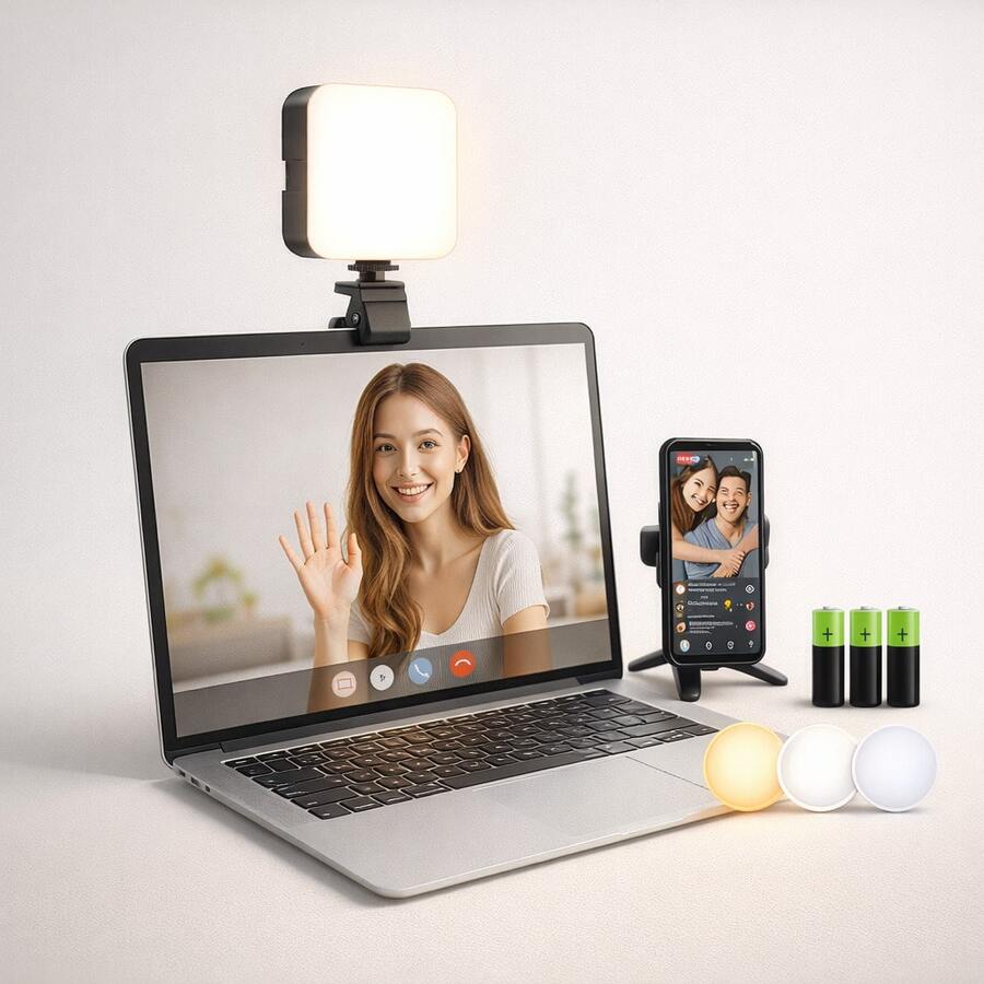 Mini luz de relleno LED RGB, cilíndrica y de tamaño de bolsillo, adecuada para dispositivos como teléfonos móviles, iPhones, iPads y computadoras portátiles, y se puede usar para grabar videos, transmitir en vivo, vlogs y otros escenarios.