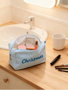 Personalized Embroidered Tulle Makeup Bag, Embroidered Makeup Bag, Personalized Bridesmaid Makeup Bag, Seersucker Cosmetic Bag For Girl, Large Capacity Cosmetic Bag, Bridesmaid Bridal Gifts, Makeup Organizer, Monogrammed Toiletry Bag, Embroidered Make Up Bag,Bridesmaid Makeup Bag, Bridesmaid Gift - Multicolor - View 9