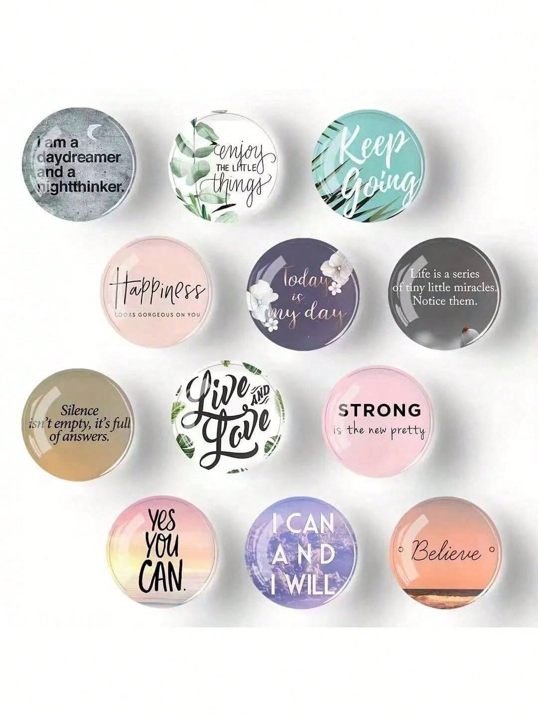 12pcs/6pcs/3pcs Random Set Inspirational Phrase Refrigerator Magnets, Perfect Fridge Decor, Holiday Gift & Graduation Gift & Back To School Gift - Multiple Styles - View 1