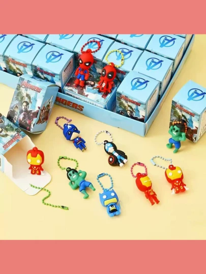 【新品热销】漫威系列24件盲盒玩偶、钥匙扣、蜘蛛侠、挂饰、收藏品、汽车配件、派对礼品、毛绒玩具、送男友的礼物、多场景适用！