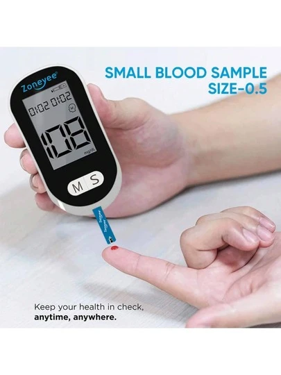 Kit de glucómetro: 1 medidor + 50 tiras reactivas + 50 sondas.Medidor de glucosa en sangre de uso doméstico, kit inteligente sin chip para mayor comodidad.