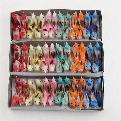 24件套花园风格人造鸟套装，配有仿真羽毛和螺旋状装饰——塑料装饰鸟雕塑，适用于家居和花园，逼真的观赏鸟，可用于园艺装饰、仙境花园装饰，农舍风格，无需用电，经久耐用，适合户外、露台、节日派对、阳台装饰、装饰树、圣诞节、新年、房间装饰、生日礼物、节日礼物