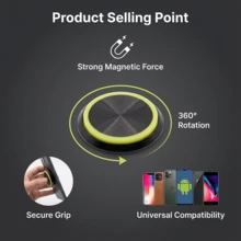 360°旋转磁吸车载手机支架，强力磁吸，仪表盘导航支架，兼容，夜间驾驶防抖 - 黑色 - 查看 5