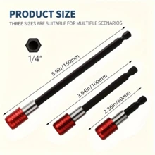 Heavy Duty Magnetic Hex Shank Extension Bar - Featuring A Quick-Release Design, Durable Chromium Vanadium Steel Construction, With A Socket Adapter, Ergonomic Red Handle, And Rugged Durability. Suitable For Use With Power Drills, Tools, Screw And Nut Removal, Industrial Equipment Disassembly, DIY Projects, Automotive Repair, And Hard-To-Reach Areas. - Multicolor - View 4