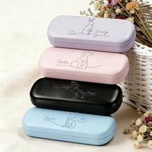 Pet-Themed Engraved Glasses Case, Minimalist Animal Sketch Design With Custom Name Option, Hard Shell Protective Eyewear Organizer For Daily Use Or Gift Giving - Eyeglasses Case - View 2