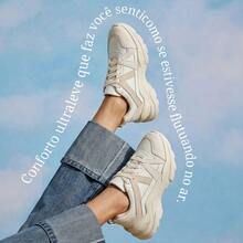 Women's Modern Platform Sneakers, Comfortable For Everyday Casual Wear, Stylish, Vacation, Lace-Up, Party, Office, Outdoor - 稻草 - 查看 1