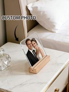 Customizable Acrylic Photo Display Stand, Personalized Engagement Photo Frame, Perfect Gift For Newlyweds, Engagement Ceremony Or Family And Friends - Multicolor - View 2