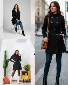Women's Elegant Overcoat With Buttons – New Winter Collection, Stylish And Chic For Everyday Wear, Outings, Parties, And The Office. - 黑色 - 查看 1
