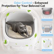 DEVOKO Automatic Cat Litter Box, 360° Open Design, Self-Cleaning Cat Litter Box With APP Control And 15 Days Odor Control, 12L Large Capacity For Cats From 1.5–15 Kg - UK Plug(220-240V) - View 4