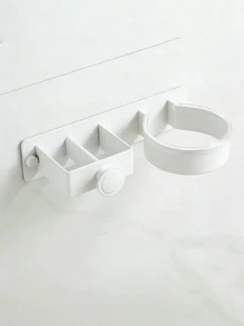 Rose Gold Blow Dryer Holder, Multi-Function Curling Iron Rack, Bathroom Wall-Mounted Storage Shelf, Black ABS Material With Small Drawer, Can Hold High-Power Hair Dryer & Straightener, Heat-Resistant Design, Stable Load-Bearing, Easy Installation Without Drilling, Protect Wall, Organize Beauty Tools, Upgrade Living Quality - View 13