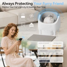 DEVOKO Automatic Cat Litter Box, 360° Open Design, Self-Cleaning Cat Litter Box With APP Control And 15 Days Odor Control, 12L Large Capacity For Cats From 1.5–15 Kg - UK Plug(220-240V) - View 5