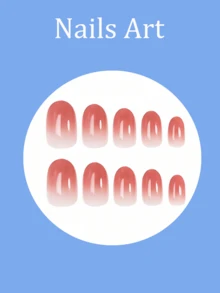 Bộ 24 móng tay giả acrylic ngắn, kiểu dáng Stiletto thời trang, móng giả acrylic kiểu Pháp ombre đỏ, độ phủ cao, bền lâu, bao gồm 1 miếng dán keo móng và 1 dũa móng mini, phù hợp cho sử dụng hàng ngày. - Hồng - Xem 3