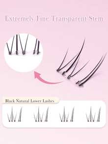 60片黑色下睫毛，自带胶水，自然妆效，可重复使用，单片J型分段式自粘假睫毛，超轻睫毛嫁接套装，无需胶水，适合化妆新手 - J - 查看 3