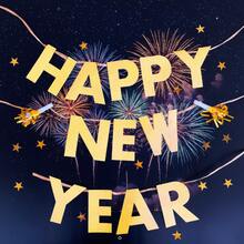 Happy New Year Banner - Gold Foil Party Wreath, Suitable For New Year's Eve, Home And Office Decoration - View 5