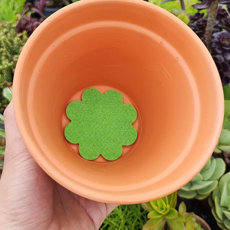 50pcs Pcs Flower-Shaped Plant Pot Hole Mesh Pads, Non-Woven Fabric Drainage Gasket Suitable For Bonsai, Seed Starter, Plug Trays - Soil Stabilizer, Prevent Soil Loss, Root Barrier, Flower Pot Bottom Mat - A - View 1