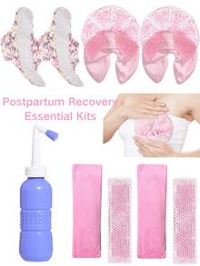 Postpartum Recovery Essential Set, Women's Delivery And Postpartum Care Set, Including Bottle Cleaner, Cooling Spray, Disposable Underwear, Postpartum Sanitary Pads, Cold/Hot Compress Pack And Cooling Pad, An Ideal Mother's Day Gift - Multicolor - View 3