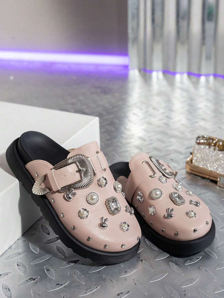 Women's Fashion Comfortable Rivet Personalized Black Wedge & Platform Loafers