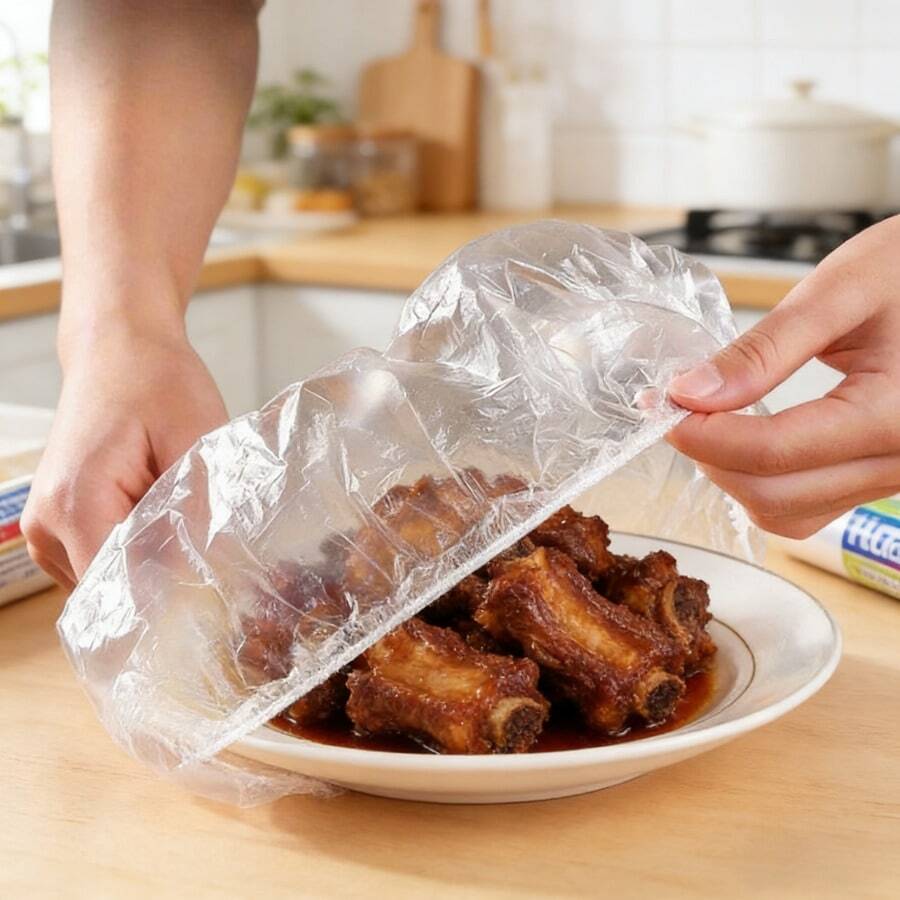 100/300pcs Disposable Cling Film Covers, Elastic Reusable Bowl/Plate Lids, Fridge Leftover & Fruit Dust-Proof Airtight Sealing Covers, Universal Bowl/Dish Preservative Wraps, Thick Stretchable Food Storage Covers