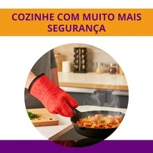 2 Red Silicone Oven Gloves, Thermal, Non-Slip, Lined And Textured, With Strap, Long Sleeves, Pair Of Gloves - Đỏ - Xem 3